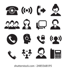 Phone icons set. icon bundle. call Customer service and support icon set. mobile, calling, contact, message, communication, call, cellular, vibrate, shopping cal and more. Vector illustration eps 10