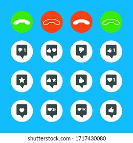 Phone icons set. likes on social networks EPS-10