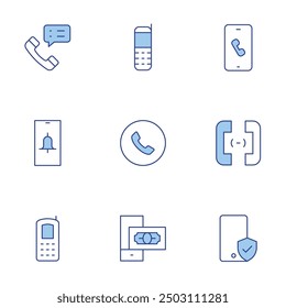 Phone icons set. Line Duotone style, editable stroke. mobile, call, phone, mobile, old phone.