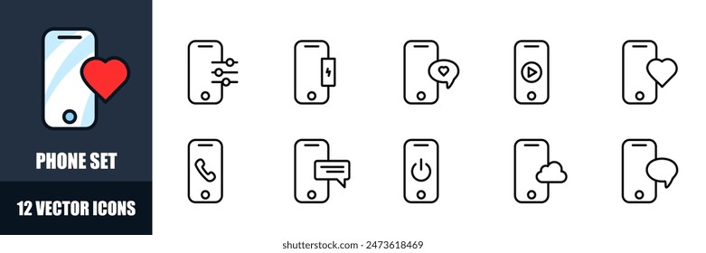 Iconos del teléfono establecidos. Estilo lineal. Iconos vectoriales