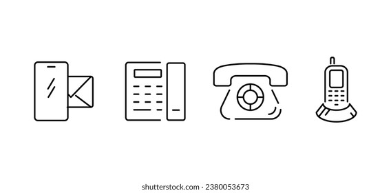 Phone icons set. Simple icons isolated on a white background. The icons include different variations of phones. Vector illustration.