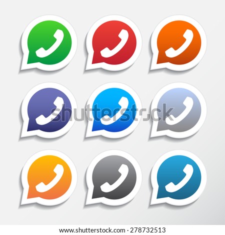 Phone icons set in speech bubbles