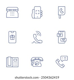 Phone icons set. Thin Line style, editable stroke. telephone, phone call, interactivity, phone, likes.
