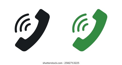 Phone icons set vectors black and colored style