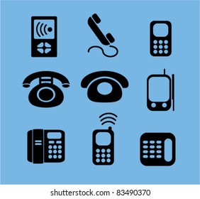 phone icons, signs, vector illustrations set