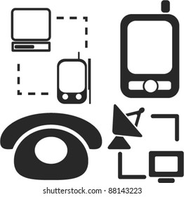 phone icons, signs, vector illustrations set