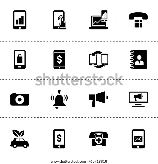 Phone icons. vector collection\
filled phone icons. includes symbols such as adress book, dollar\
sign on phone, eco car, camera. use for web, mobile and ui\
design.
