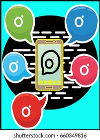 Phone with icons. Vector illustration