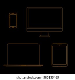 Phone Icons vector illustration of responsive design for mock up
