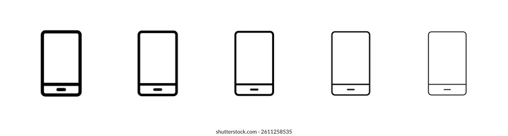Phone icons vector set in different stroke line style