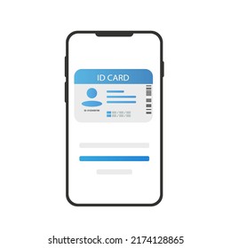 Phone with ID card. Vector illustration