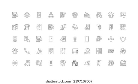 Phone ideas, linear icons, line signs set, vector collection