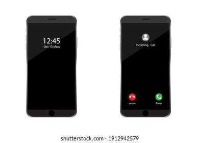 Phone Incoming Call. App Interface Template. Notification Bell Icon. Smartphone Screen. Phone Icon Vector. Stock Image. EPS 10.