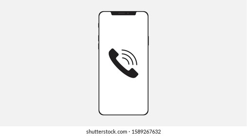 Phone incoming call icon. Phone call button on smartphone screen. Answer the call. Smartphone with phone icon