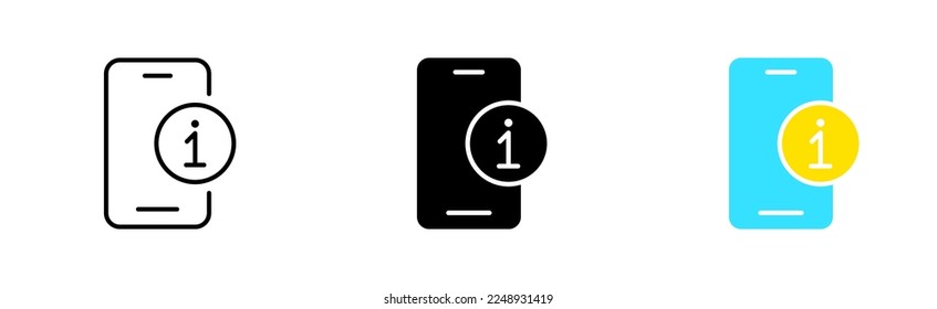 Phone with information button set icon. Help. support service, hotline, reference. Vector icon in line, black and colorful style on white background