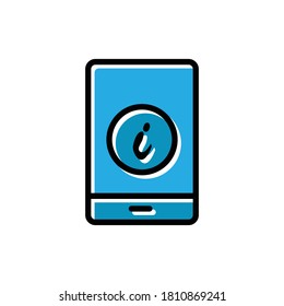 Icono plano de teléfono e información. vector de plantilla de diseño