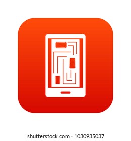 Phone innards icon digital red for any design isolated on white vector illustration