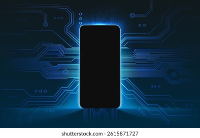 Phone innovation tech, ai art technology. Vector illustration