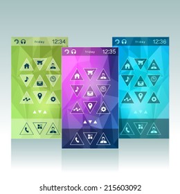 phone Interface and app design template. Mobile Smart phone touch screen. Graphic design easy editable for your design. Modern screen icon set.