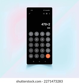 Phone interface. Modern mobile calculator interface vector and mockup