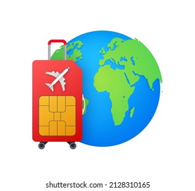 Phone International roaming call. Voip telephony. Vector stock illustration.