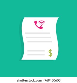 Phone and internet utility bills. Vector illustration