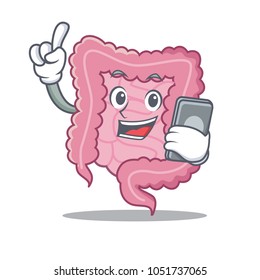 With phone intestine character cartoon style