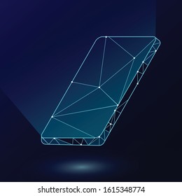Phone isolate icon on dark background vector llustration low poly art