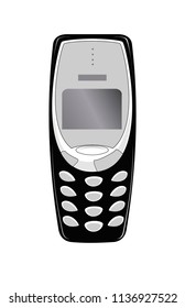 phone Isolated on Background. Black Color. Front View For Print, Web, Application. Easily Editable Vector