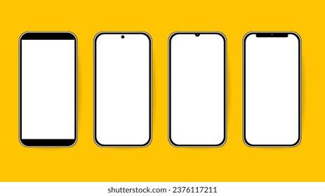 Phone  isolated on yellow  background , Flat Modern design , Illustration Vector  EPS 10