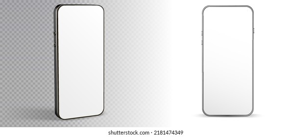 Phone isolated screen frame smartphone mockup. Cellphone in different angels views, concept rotation positions of business mockup for UI UX preview.