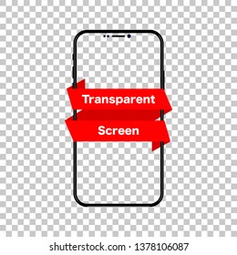 Phone isolated. Screen phone transparent empy isolated background. Realistic device. Vector illustration