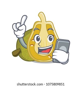With phone jackfruit character cartoon style