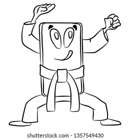 Phone in the karate stand. Funny cartoon about a mobile action movie.