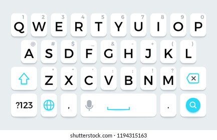 Phone keyboard. Cellphone keypad with letters and phone icons. Isolated vector set. Illustration of keyboard and keypad, button phone for communication