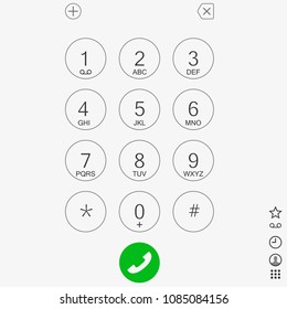 phone Keypad with numbers and letters for phone. User interface keypad for smartphone. Keyboard template in touchscreen device. Vector illustration EPS 10. - Shutterstock ID 1085084156