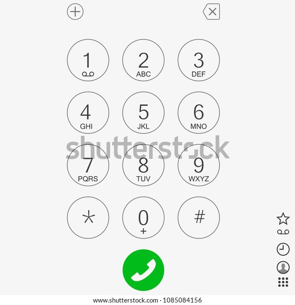 phone Keypad with numbers and\
letters for phone. User interface keypad for smartphone. Keyboard\
template in touchscreen device. Vector illustration EPS\
10.