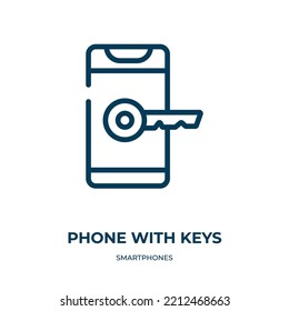 Phone with keys icon. Linear vector illustration from smartphones collection. Outline phone with keys icon vector. Thin line symbol for use on web and mobile apps, logo, print media.
