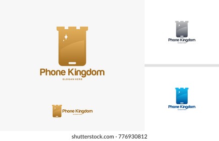 Phone Kingdom logo designs vector, Mobile Castle logo template