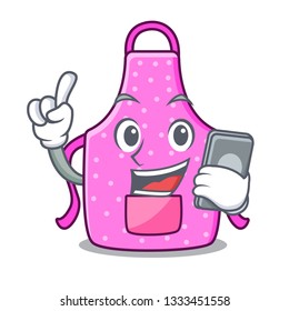 With phone kitchen apron isolated the with cartoon