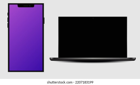 Phone and laptop display with blank screen. Mockup monitor. Screen vector mockup. Modern browser window design. Vector mockup.