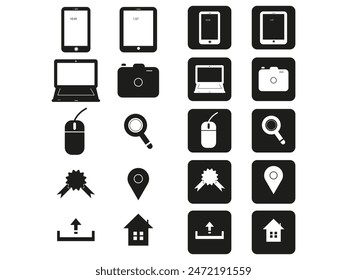 Phone, Laptop, Home, Tab, and other social media logos Contact and Communication Icons.