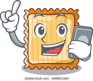 With phone lasagne is put on character pan