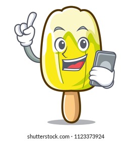 With phone lemon ice cream character cartoon