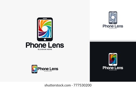 Phone Lens logo designs concept vector, Mobile Photography logo designs vector