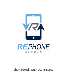 Phone With Letter R And Arrow Up And Down, Logo Template Ready For Use