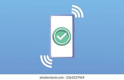 Phone like approved mobile payment.on blue background.Vector Design Illustration.