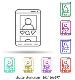 Phone, like, communication in multi color style icon. Simple thin line, outline vector of communication icons for ui and ux, website or mobile application