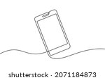 Phone line background. One line drawing background. Continuous line drawing of smartphone. Vector illustration.