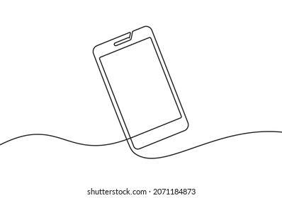 Phone line background. One line drawing background. Continuous line drawing of smartphone. Vector illustration. - Shutterstock ID 2071184873